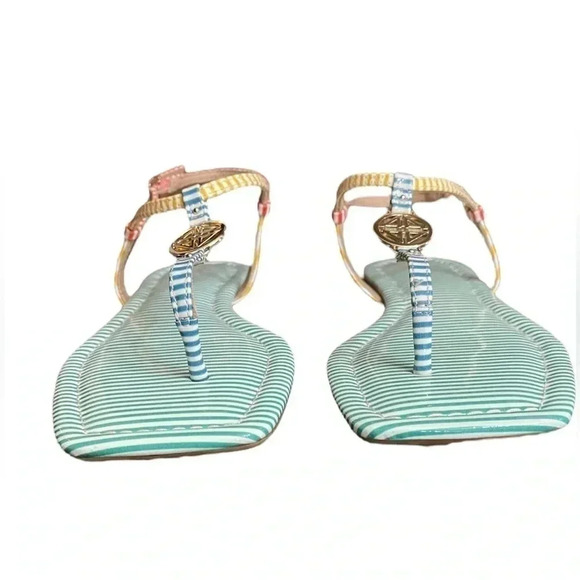 Antonio Melani Women’s Leather Multicolor Stripped Thong Strap Sandal size 9M - Picture 4 of 10